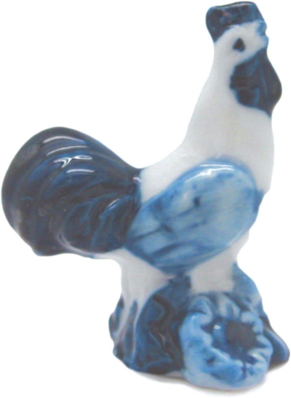 Essence of Europe Gifts Miniature Animals Delft Blue Ceramic Rooster