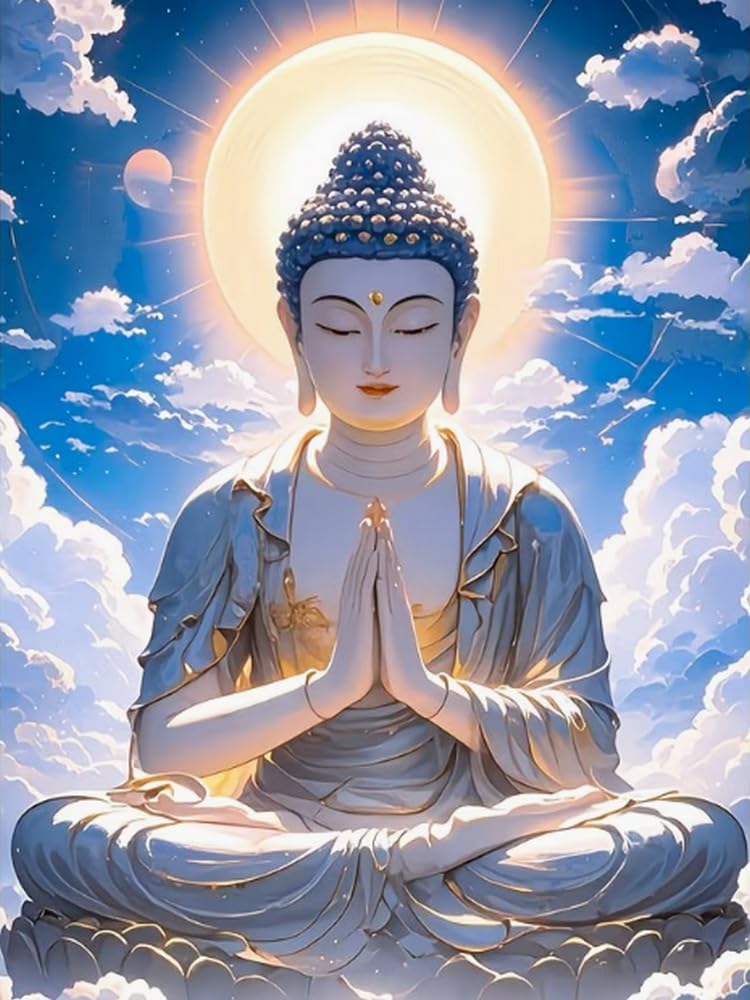 Weiniuniu Cross Stitch Kits Buddha Statue with a Halo 11CT Adults Beginners Pattern Pre-Printed Fabric DIY Stamped Embroidery Kit Wall Art Decor-50X70 cm