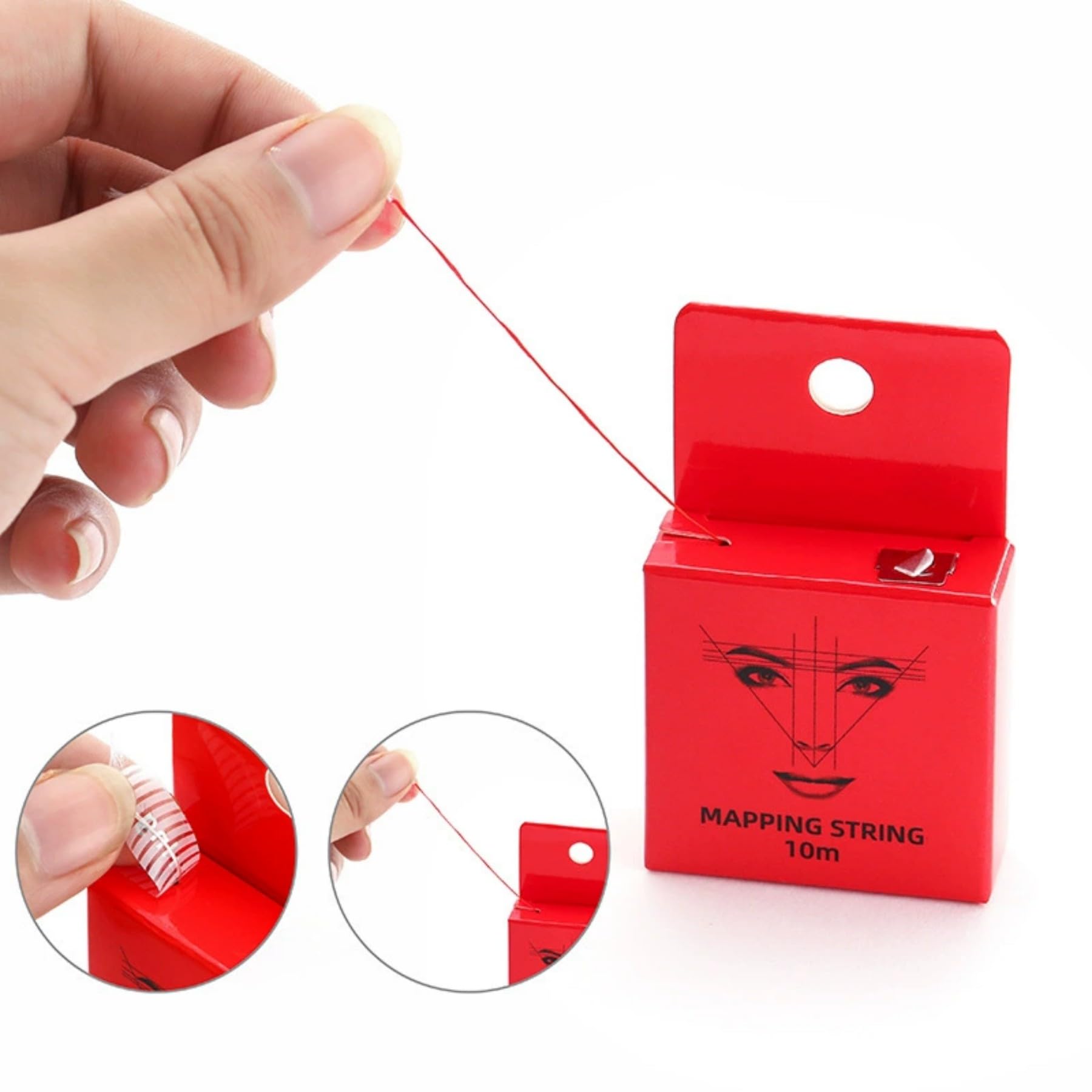 Matita per sopracciglia bianca per trucco permanente, matita per sopracciglia con inchiostro colorato (10 metri/32,8 piedi) rosso, nero