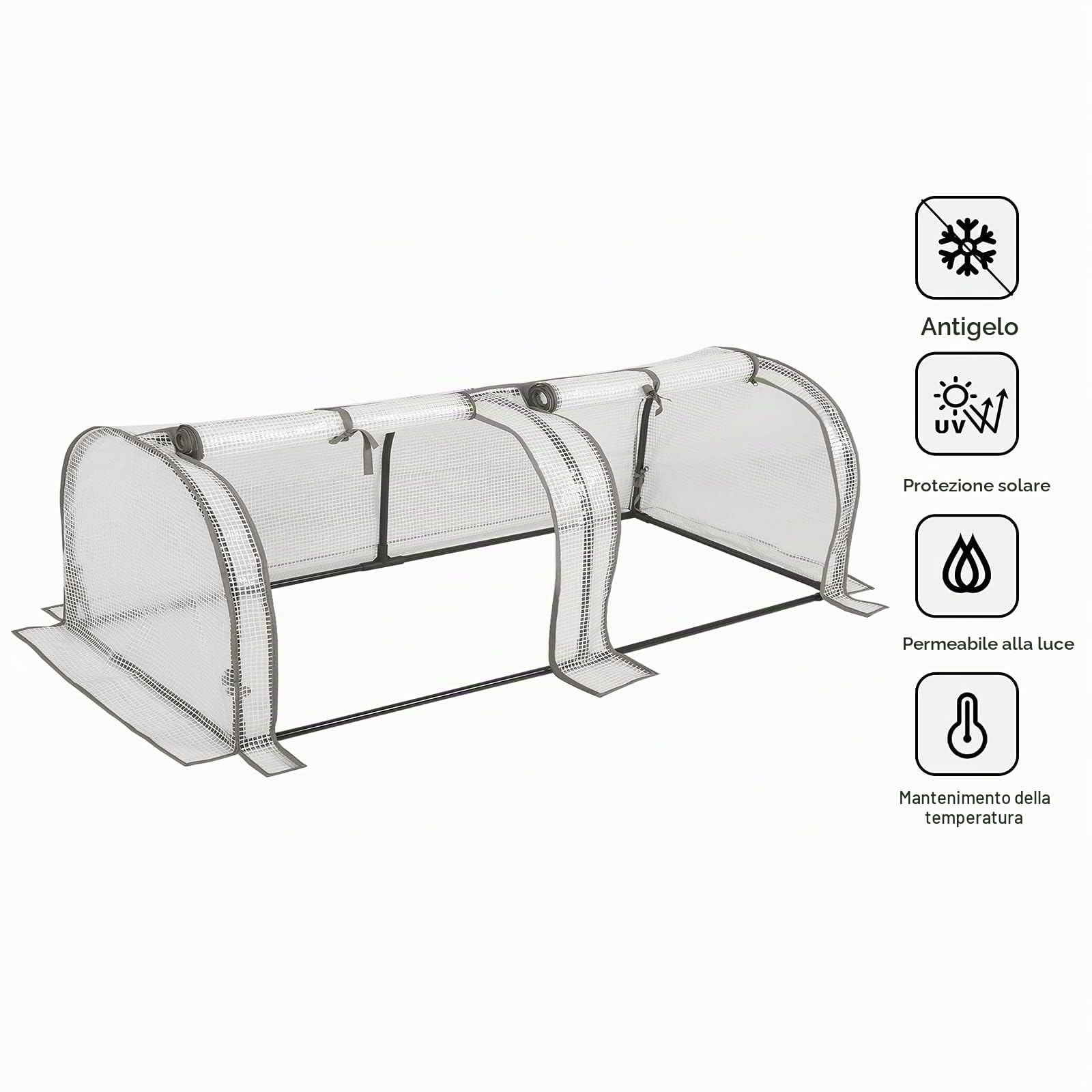 WOLTU Serra da Giardino PE, Semi-Traslucida, Bianco, 130x60x50cm | Impermeabile; Pioggia/Vento/Neve; Per Piante; Esterno; Protezione