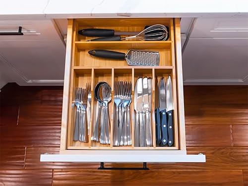 Vista 19 de Umilife Organizador de cajones de utensilios de cocina extensible extra grande, 19 pulgadas de profundidad para cajón grande, divisor de cajones