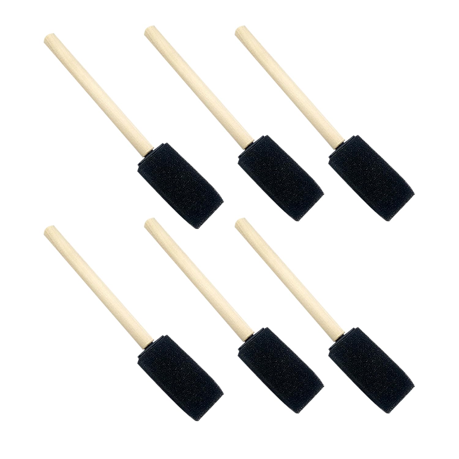 Tabanzhe 6 PCS Sponge Painting Brush Set with Wooden Handles - Precision Foam Brushes for Acrylic, Crafting, Varnishes and Stains