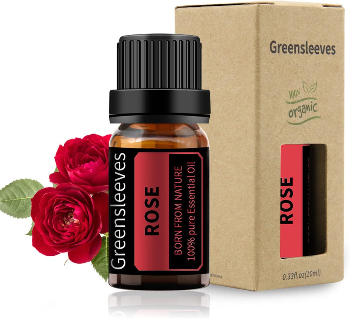 GREENSLEEVES Rose Essential Oil, 10ml Pure Plant-Based Fragrance Oil for Aromatherapy, Essential Oils for Diffuser, Air Freshener, Massage, Bath Bomb, Scented Candle Soap Making