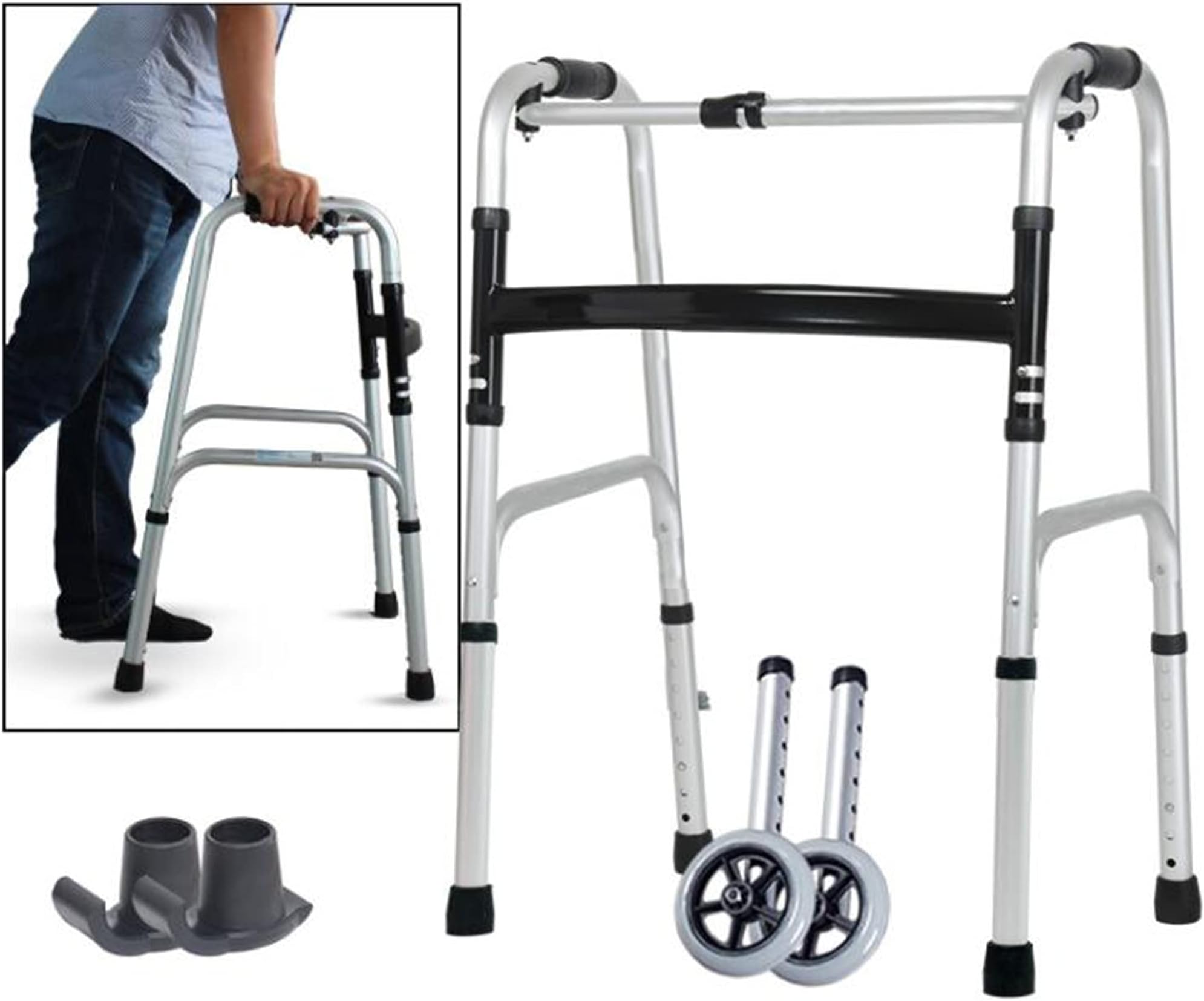Upright Posture Rolling Walker with Armrest Support Pad, Medical 4 Wheel Walker Rollator, Elderly Walking Aid Used for Seniors Walking,A