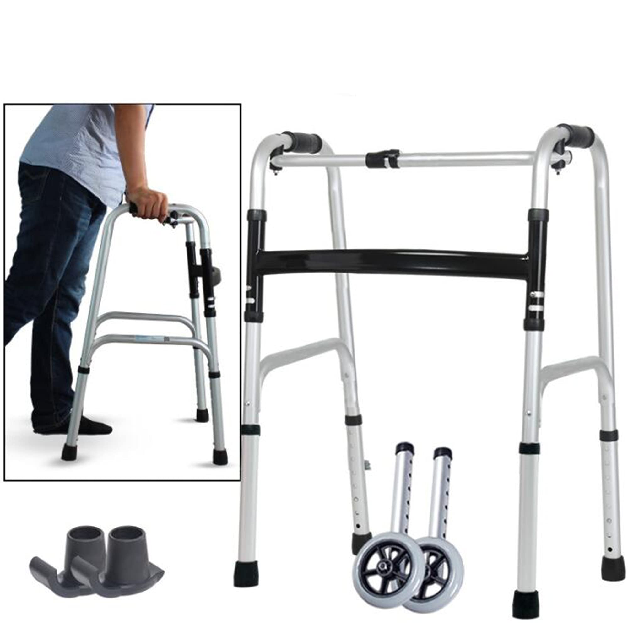Upright Posture Rolling Walker with Armrest Support Pad, Medical 4 Wheel Walker Rollator, Elderly Walking Aid Used for Seniors Walking,A