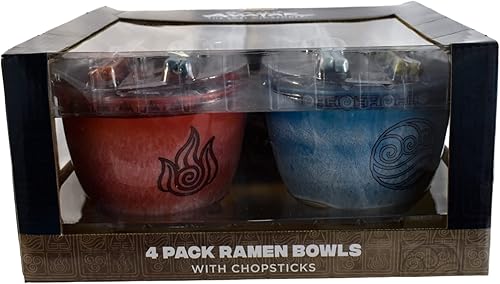 Miniatura 6 de Surreal Entertainment Avatar The Last Airbender Four Nations - Juego de tazones de sopa y palillos Ramen-Tic, juego de 4 cuencos de fideos Ramen con