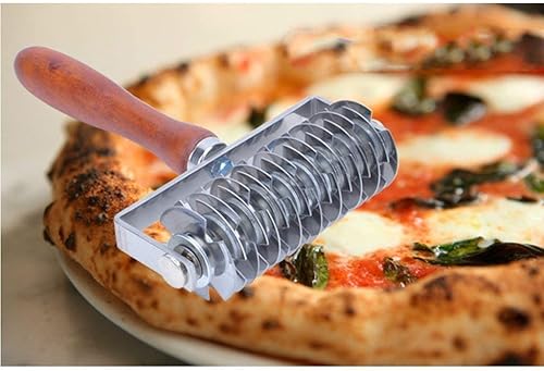 Miniatura 6 de Hosmide Kitchen - Cortador de rodillos para hornear masa de galletas, tartas, pizza, pastelería, acero inoxidable, mango de madera