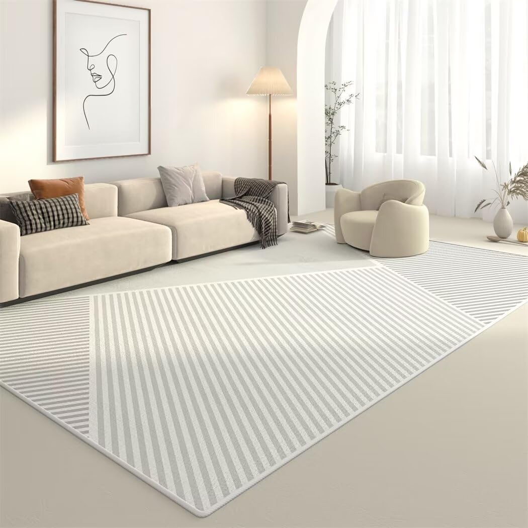 Tapis chambre bébé gris 120x170cm à motif rayé pour salon moderne