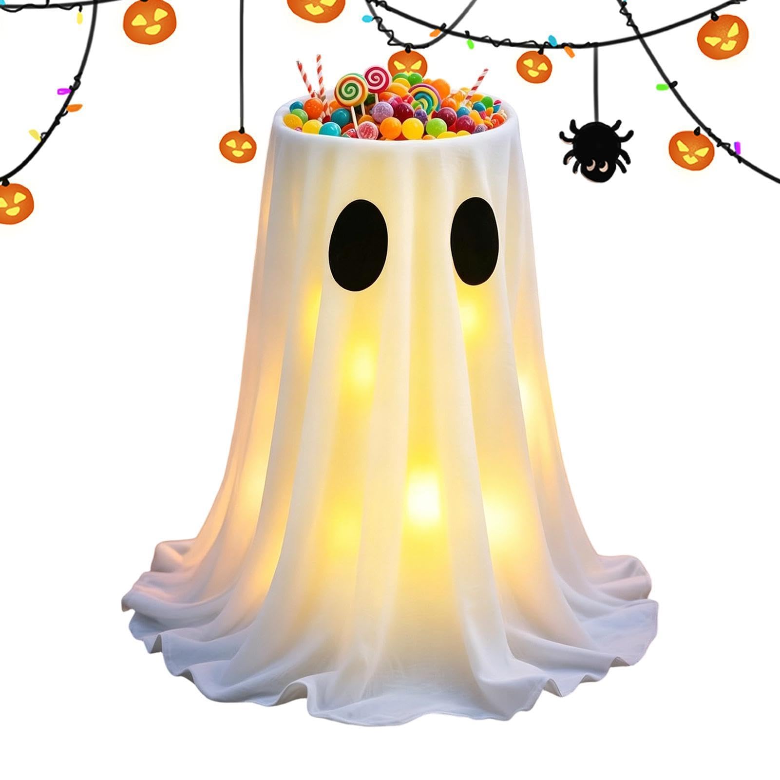 Dekoracja Duch Halloween Straszna Stojąca Ozdoba z 8 Trybami Świateł LED