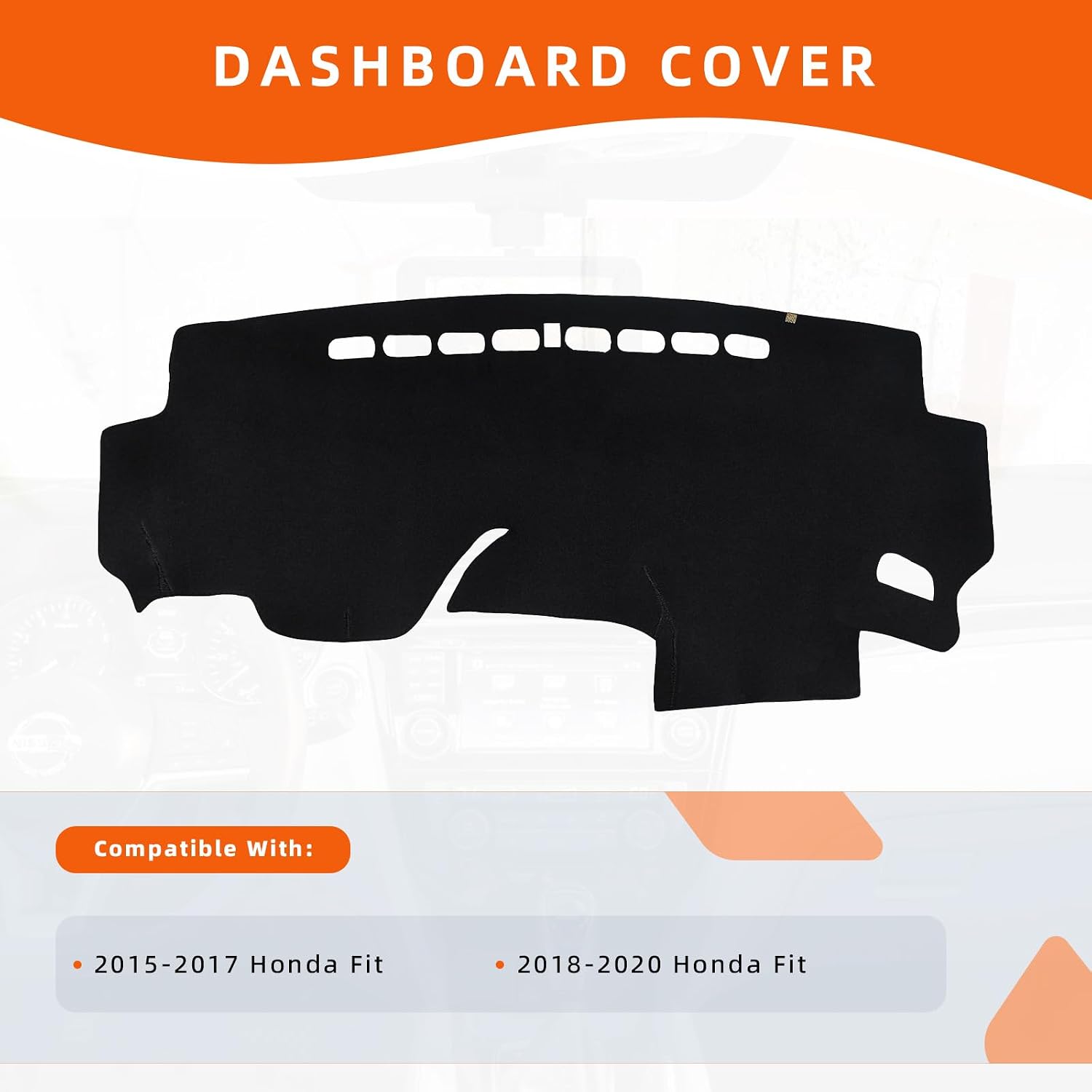 Dashboard Cover Dash Mat Fit for Ho-nda Fit 2020-2015 (Cover Extended Edition),Car Dash Board Mat Anti-Glare Carpet,Non-Slip Pad Sunshield Protector (Black)