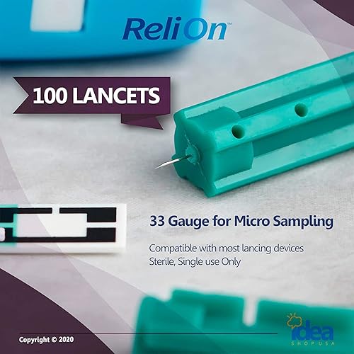 Miniatura 3 de ReliOn - Lancetas microfinas, 100 unidades, calibre 33 para micro muestreo con exclusivo "Cuida tu diabetes", guía de mejores ideas (2 artículos)