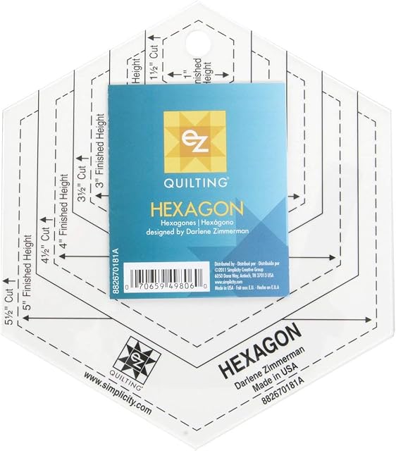 EZ Quilting 882670181A Hexagon Shapes Acrylic Template - White