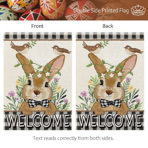 Crowned Beauty Easter Bunny Garden Flag Floral 12X18 Inch Double Sided For Outside Burlap Small Buffalo Plaid Birds Welcome Yard Holiday Flag Cf717-12 #TOP7