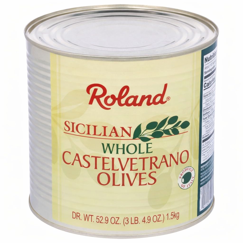 Roland Foods Whole Sicilian Castelvetrano Olives, Specialty Imported Food, 3 Pound 4.9 Ounce Can, Pack of 1
