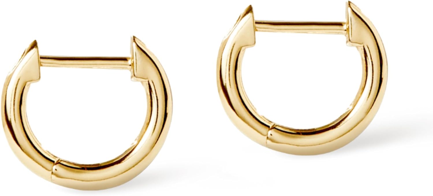 Ana Luisa Huggie Hoop Earrings - Minimal Single & Stacked Double Hoop Styles for Women - 14K Gold Plated, Silver Rhodium & Two-Tone - Hypoallergenic, Water-Resistant, Tarnish-Free