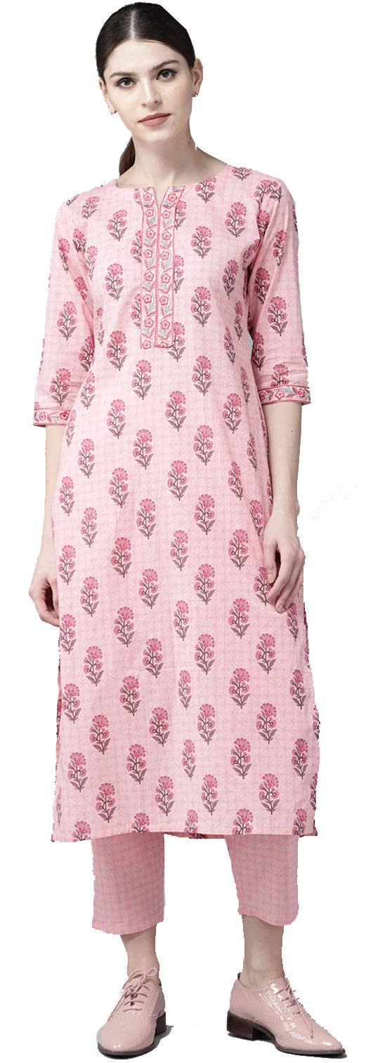 Arayna Women's Rayon Printed & Embroidered Kurta Palazzo Set