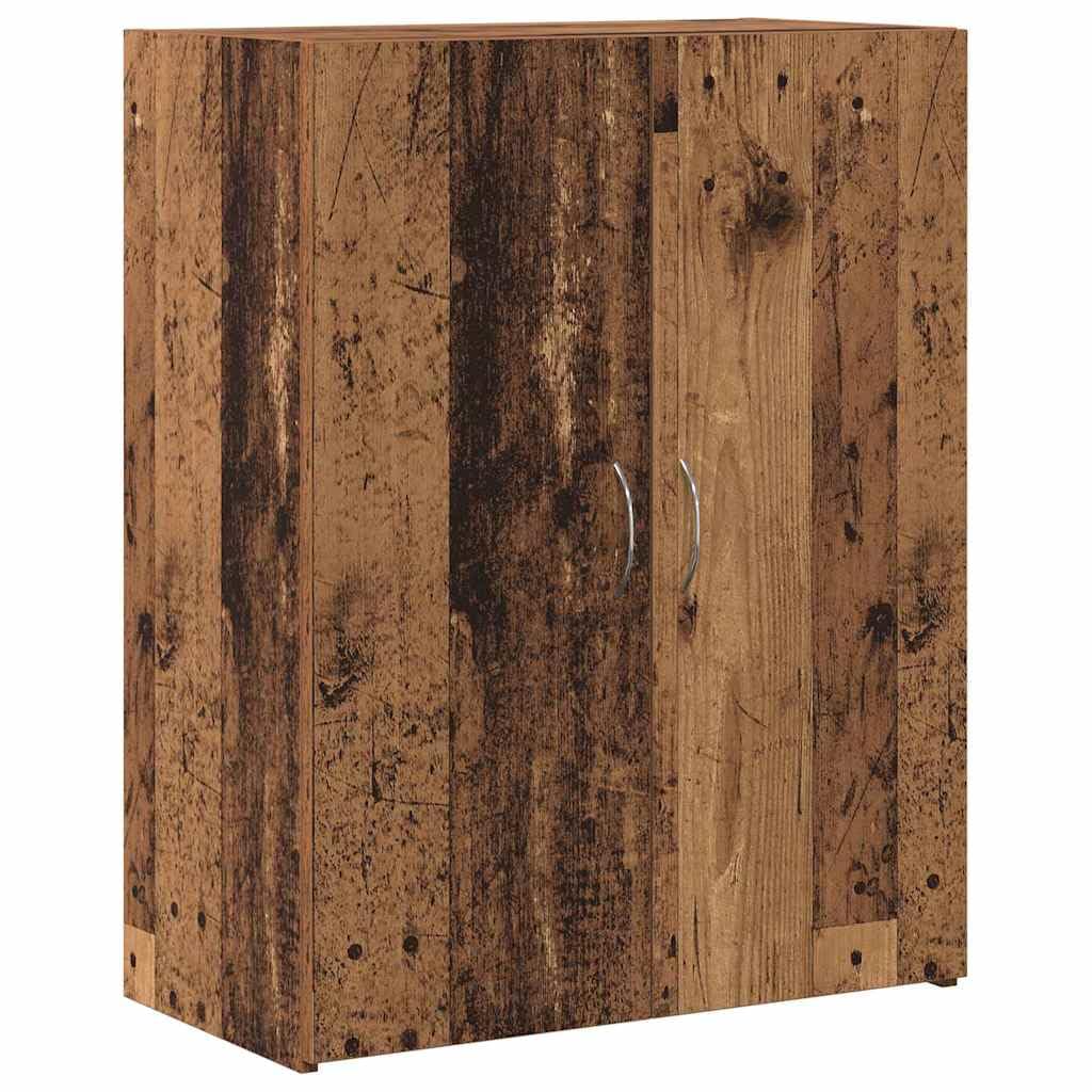 Homogen Büroschrank mit Regal Schwarz Eichen-Optik aus Holzwerkstoff 70 x 32 x 77,5 cm mit 2 Scharniertüren und Bogen-Griffen für effiziente Büroorganisation und langlebige Aufbewahrung