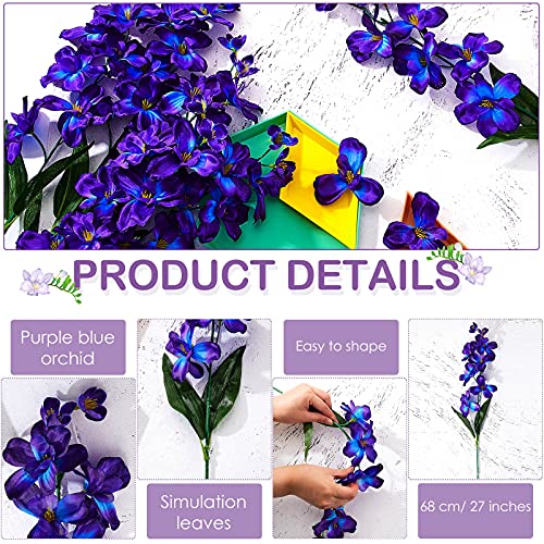 Waydress 27 Inches Artificial Purple Blue Orchid Faux Flowers Purple Orchids Silk Flowers For Wedding Dinning Home Restaurant Decoration Bridal Bouquet Corsage Boutonniere Wreath Decor (16 Pieces) #TOP1