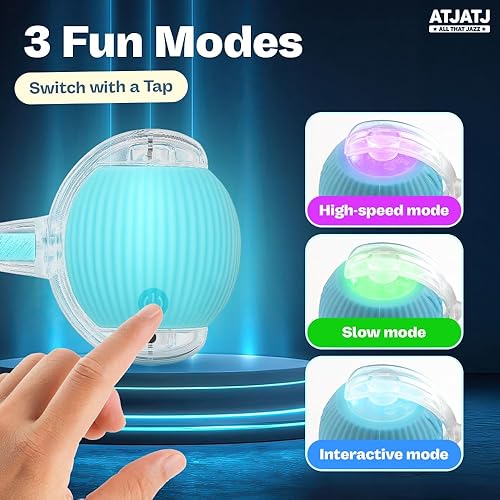 Miniatura 5 de Pelotas interactivas para gatos de interior, juguete inteligente automatizado para gatos con cola de malla elástica, juguete recargable de 3