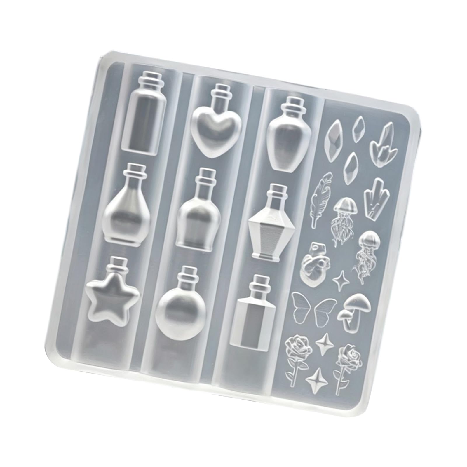 Ljmyy Nails Art Template Nails Designing Tool Bowknot Bottle Shape Silicone Handmade for Manicure Creation