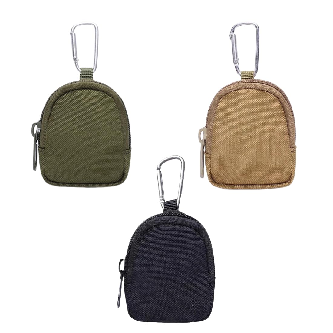 3 Pezzi Sacchetti Portatili, Sacchetti per addestramento cani Sacchetti per dolcetti per cani in confezione, con moschettone e chiusura lampo, Per Cani A Mani Libere(Cammello, Verde militare, Nero)