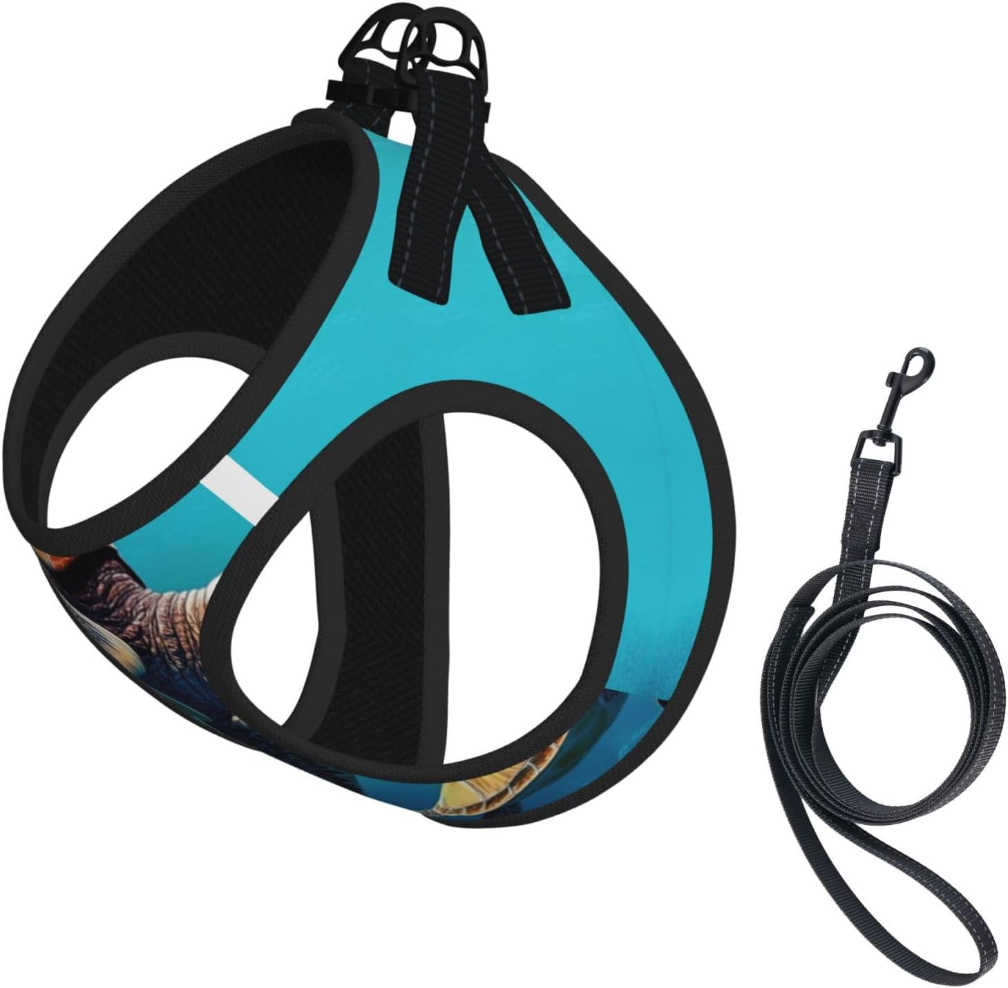 Comic Turtle Pet Vest Small Size Dog Harness and Leash Set for Training, Reflective & Adjustable Without Accessories Small