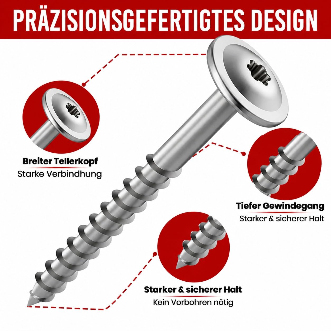 Tornillo de cabeza de disco de acero inoxidable A2 ETA 8 x 120 TX40 Torx para construcción de madera, V2A, para construcción de madera, pérgola, viga, 200 unidades