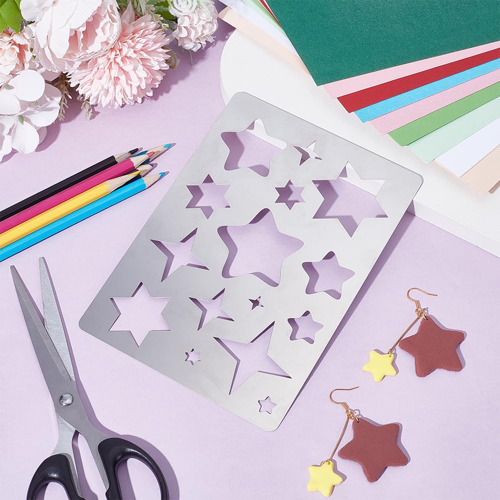 UNICRAFTALE Star Shape Metal Stencil Cutouts Cutting Stencils Template Stainless Steel Reusable Stencils Decorative Embossing Drawing for DIY Cabochons Bracelets Earrings Making Jewelry Craft - Image 2
