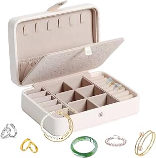 女性用ジュエリーボックス,携帯用2段収納ケース,女性用 リングホルダー 旅行用 ジュエリーケース - ネックレス・リング・ブレスレット・小物整理展示用 寝室化粧台向け