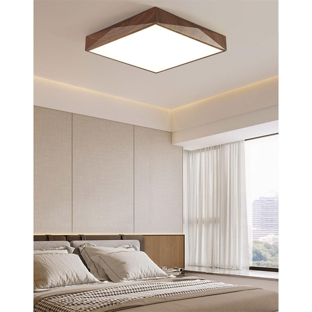 Plafonnier LED Encastré Avec Abat-jour En Similibois, Luminaire Carré En Acrylique, 1 Lot De 55 Cm, 48 W, Intensité Variable Et 3 000 K, 4 500 K, 6 000 K, 3 Couleurs Au Choix, Pour Cuisine