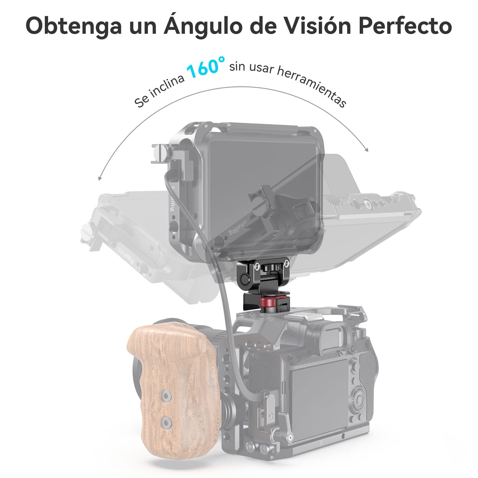(Nueva Versión) SMALLRIG Monitor Mount Montaje de Monitor con NATO Clamp de Aleación de Aluminio, Quick Release Soporte Monitor DSLR, Inclinación 160° Gira 180° Carga Máxima 1,5kg - 2100