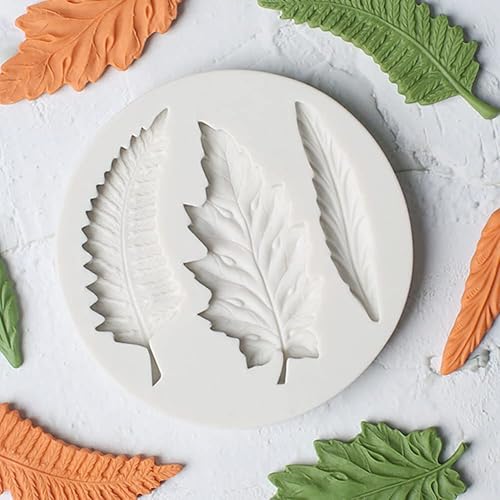 Miniatura 9 de KALAIEN 3pcs Leaf Fondant Mold Rose Leaves 3D Leaf Silicone Mold for Chocolate Candy Maple Leaf Sugar Craft Cake Decoration