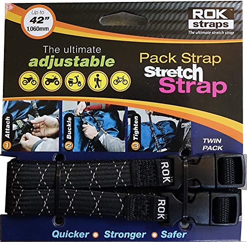 Tendeurs extensibles réglables ROK Straps noir réfléchissant 106 cm sangle bagage moto