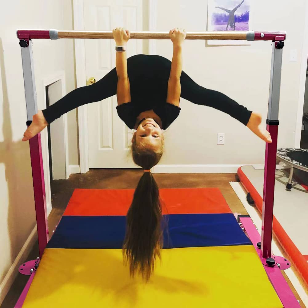 Gymnastics Bar for Kids Girls Ages 3-15 with Ring for Home Indoor Training Equipment- Steady Steel Construction, Anti-Slip, Easy to Assemble, 3' to 5' Adjustable Height with Mat 10 Gymnastics Bar for Kids Girls Ages 3-15 with Ring for Home Indoor Training Equipment- Steady Steel Construction, Anti-Slip, Easy to Assemble, 3' to 5' Adjustable Height with Mat - Image 8