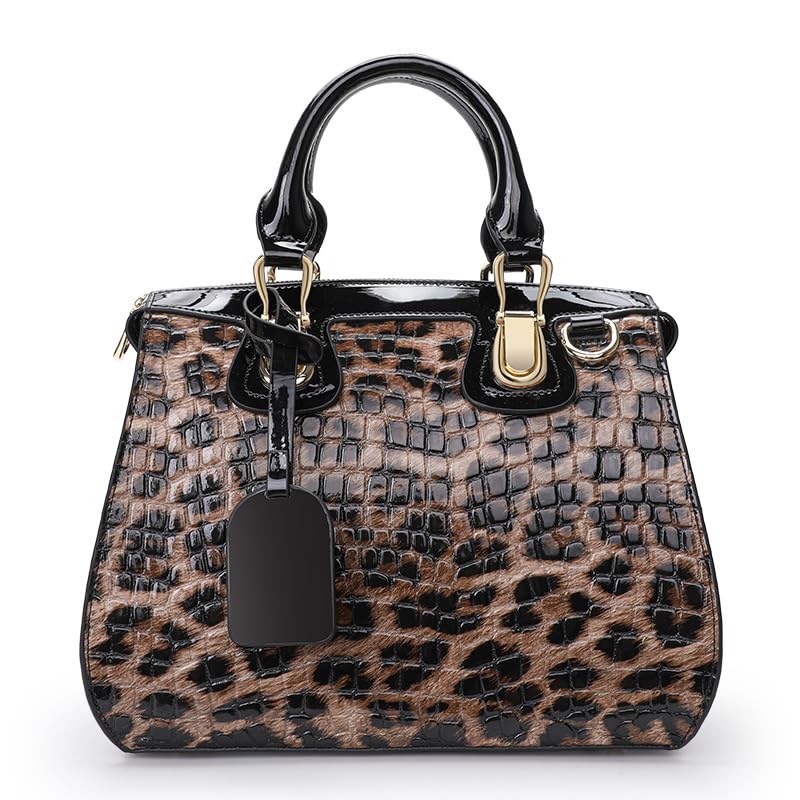 Light Luxury Genuine Leather Mom's Handheld Crossbody Bag with Leopard Pattern Women's Bag, Magnificent and Versatile, Large Capacity 2023 New Women's Bag