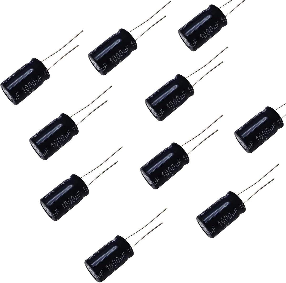 10 condensadores electrolíticos de 25 V, 1000 uF, aluminio de 10 x 17 mm | Radial 1000uf 25v, Fuente de Alimentación, Audio, TV, Microondas, LED, Proyectos de Bricolaje