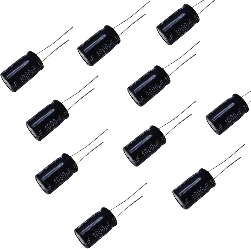 10 condensadores electrolíticos de 25 V, 1000 uF, aluminio de 10 x 17 mm | Radial 1000uf 25v, Fuente de Alimentación, Audio, TV, Microondas, LED, Proyectos de Bricolaje