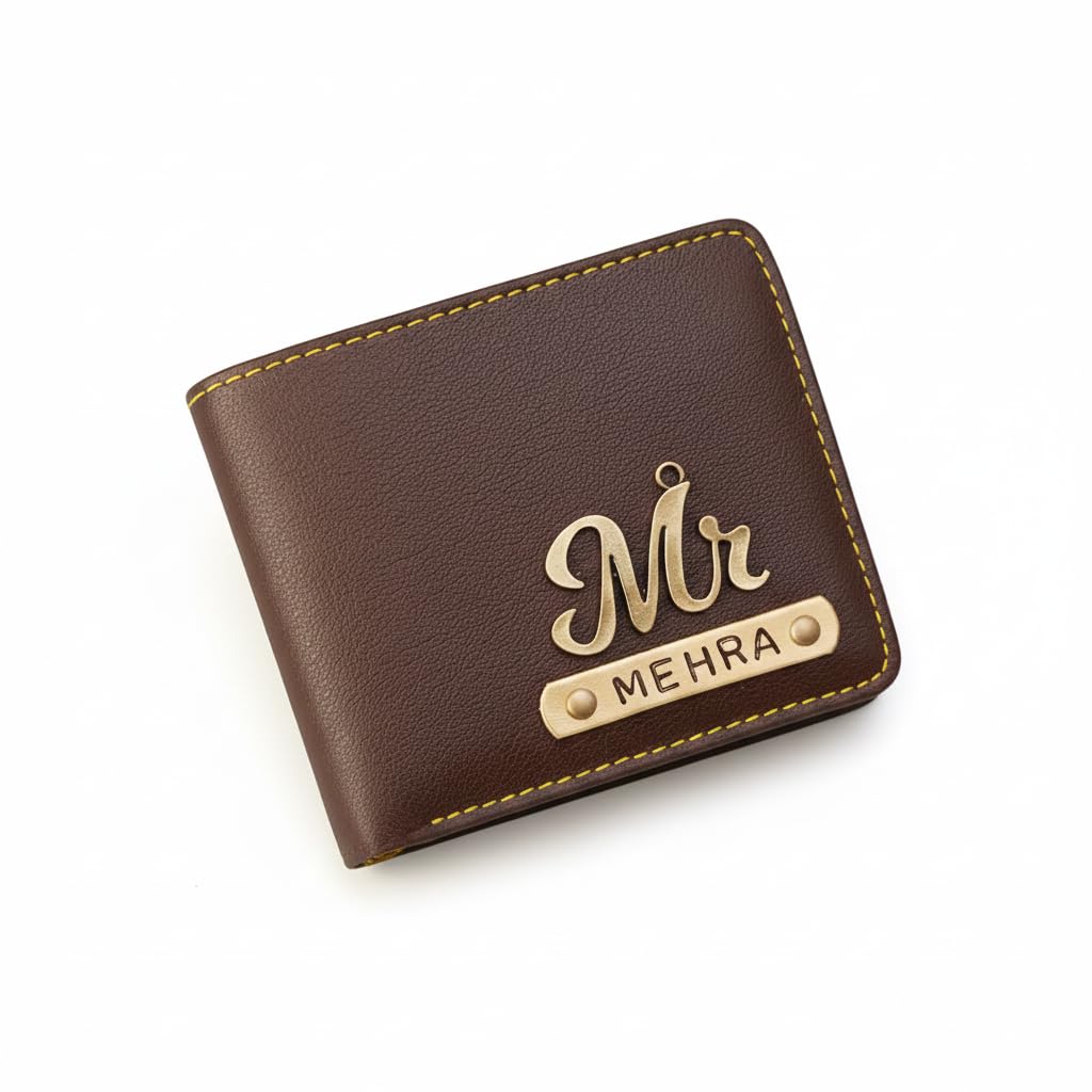 Personalized Wallet for Men and Boys | PU Leather Customized Purse with Name & Charm | Unique Birthday & Anniversary Gift for Men - Brown 01-image-41