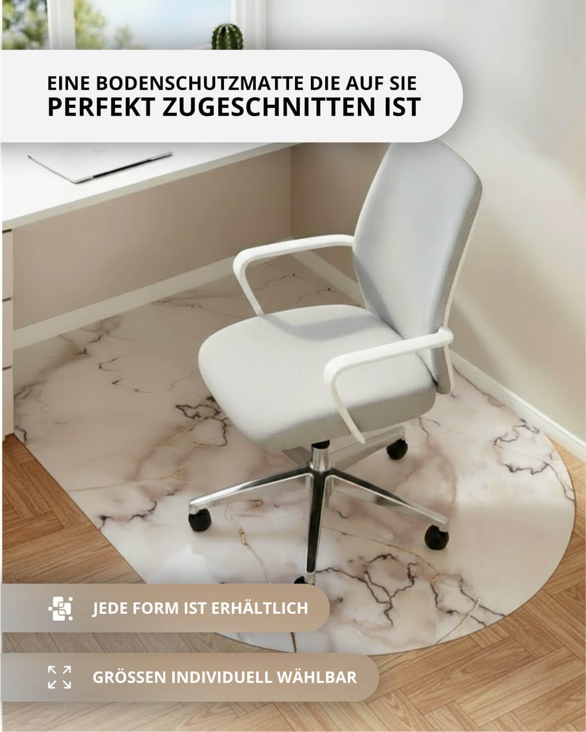 PROFOLIO Bodenschutzmatte – Premium Schutzunterlage für Büro & Homeoffice - Rutsch & Rollenfester Kratzschutz für Hartböden - Bürostuhlschutz