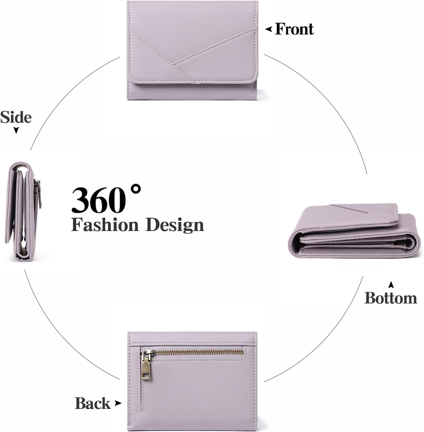 GAEKEAO Small Wallets for Women Leather RFID Blocking Trifold Ladies Wallets Credit Card Holder with Zipper Coin Pocket - Image 5