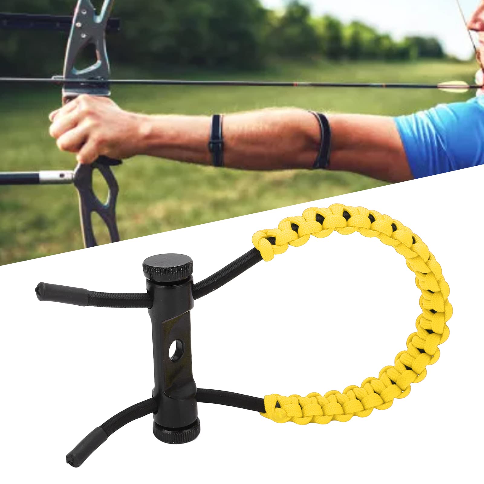 Élingues de Poignet D'arc à Poulies, Corde de Cordon de Dragonne Durable Réglable, Tresse de Dragonne de Chasse pour L'exercice D'entraînement, élingues de Poignet D'arc de Tir à L'arc(Jaune)