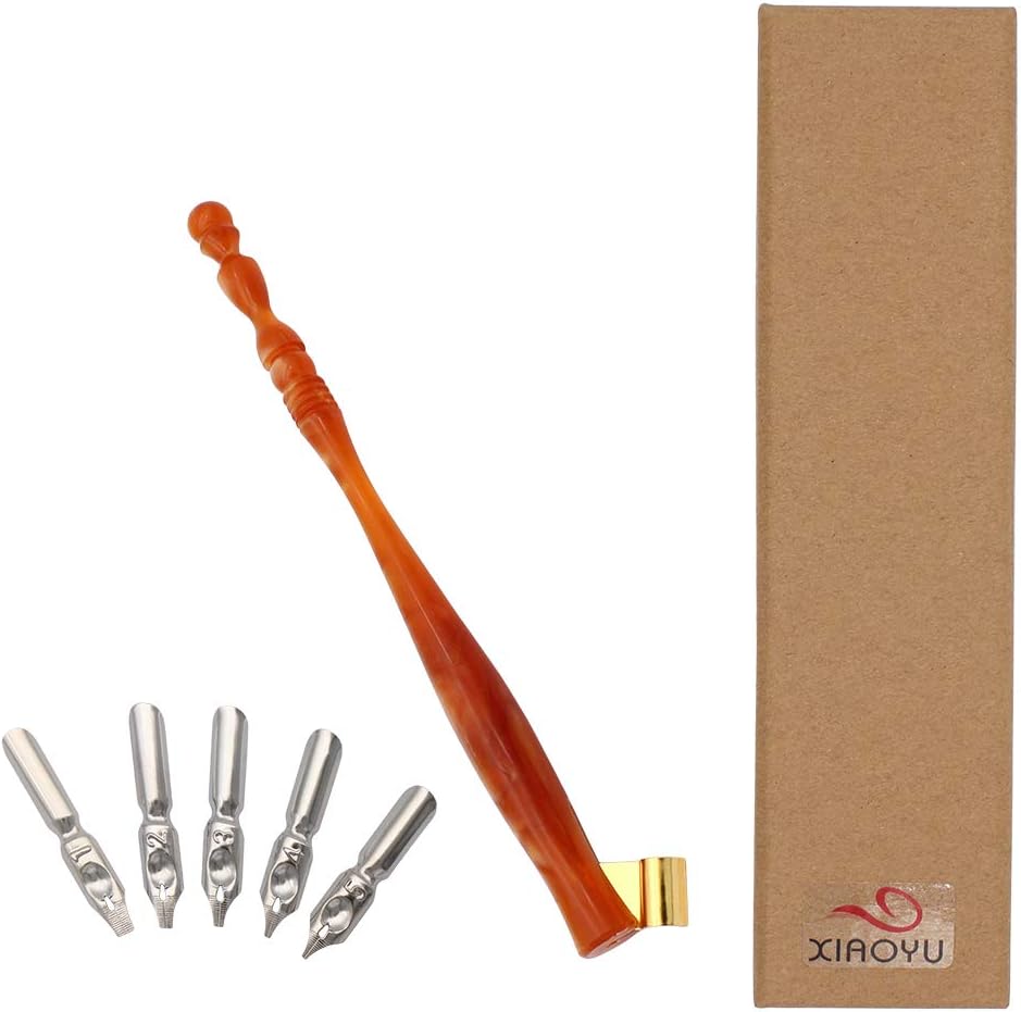 Xiaoyu Calligraphy Oblique Nib Pen Holder With 5 Flat Nibs - Resin Dip Pen For English Calligraphy - View #10