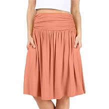 Simlu Skirts for Women Regular and Plus Size Skirt with Pockets Below The Knee Length Ruched Flowy Midi Skirt