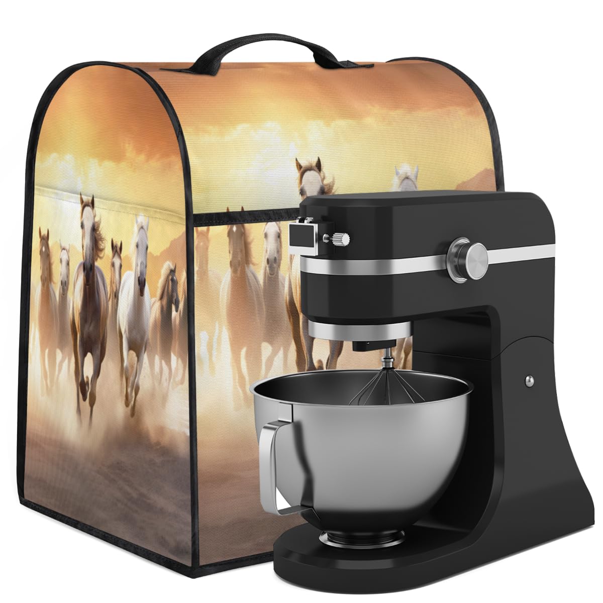 Coffee Maker Cover Running Horse Kitchen Appliance Covers Small Appliance Covers Blender Cover Juicer Cover Dust Covers for Kitchen Appliances with Top Handle and Pockets,Washable,C616