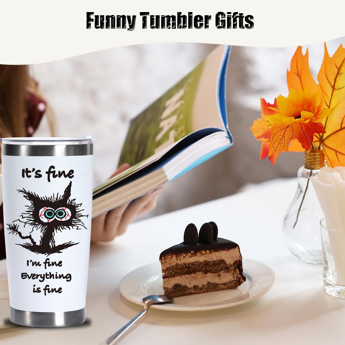 Divertente regalo per gli amanti dei gatti, regalo motivazionale per amici e colleghi, regalo per gli amanti degli animali per compleanno Natale, It's Fine I'm Fine Everything Is Fine