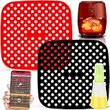Marctani 2pcs Alfombrilla Silicona Freidora Aire, Incluye Dispensador de Aceite, Accesorios Freidora Sin Aceite, Reutilizables, Para Freidoras de 3.5L y 5.5L, Accesorios Airfryer (19 CM)