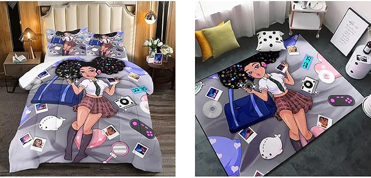 Black Girl Comforter Set & Area Rug