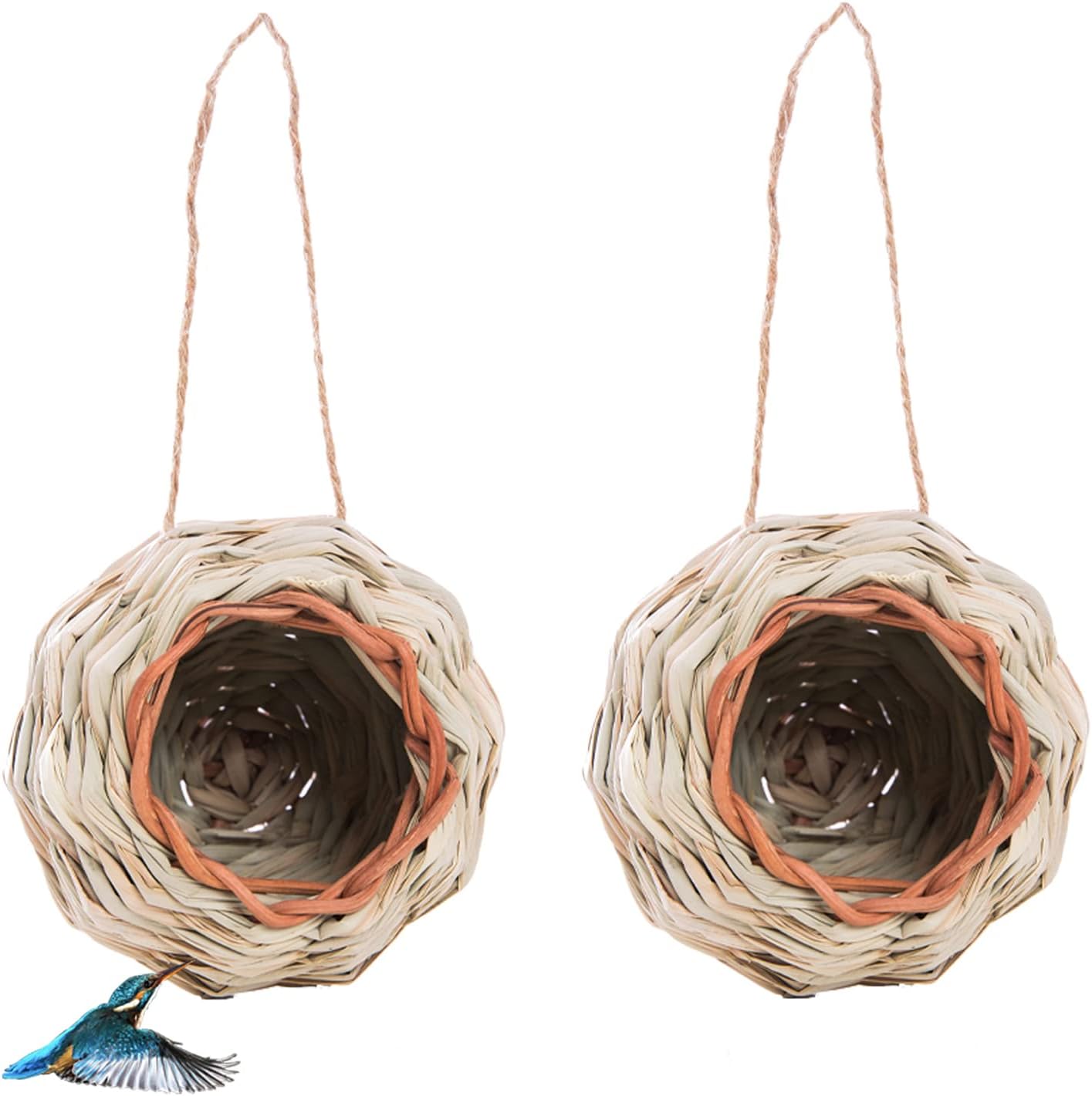 Humming Bird Houses for Outside Hanging, Ball Shape Wren Bird Houses for Nest, Great for Garden Patio Lawn Office Indoor 2 Pack