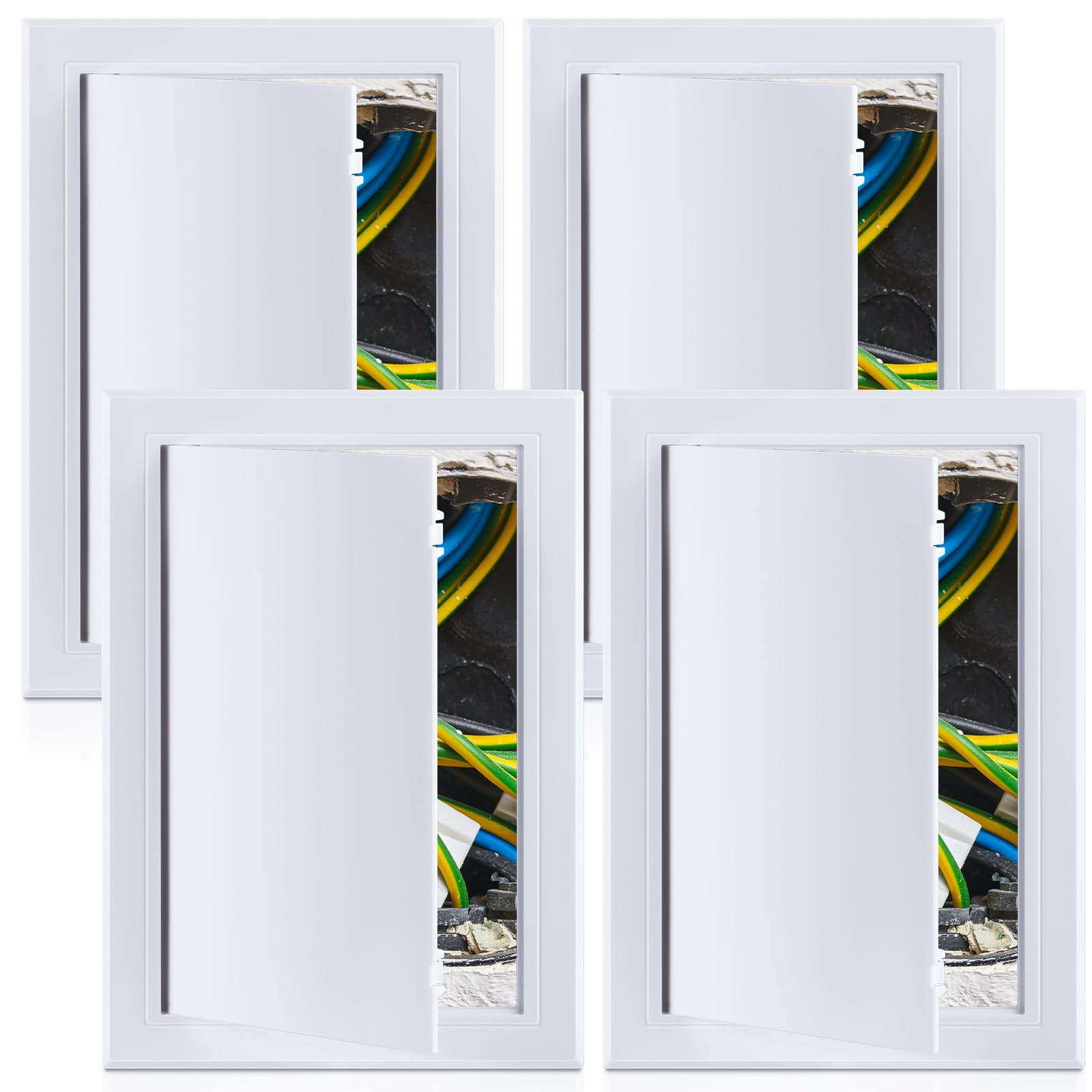 4 Pack Plumbing Access Panel for Drywall 4 x 6 Inch Plastic Wall Access Panel Drywall Access Door Electrical Panel Cover White PVC Removable Hinged Panel Wall Hole Cover