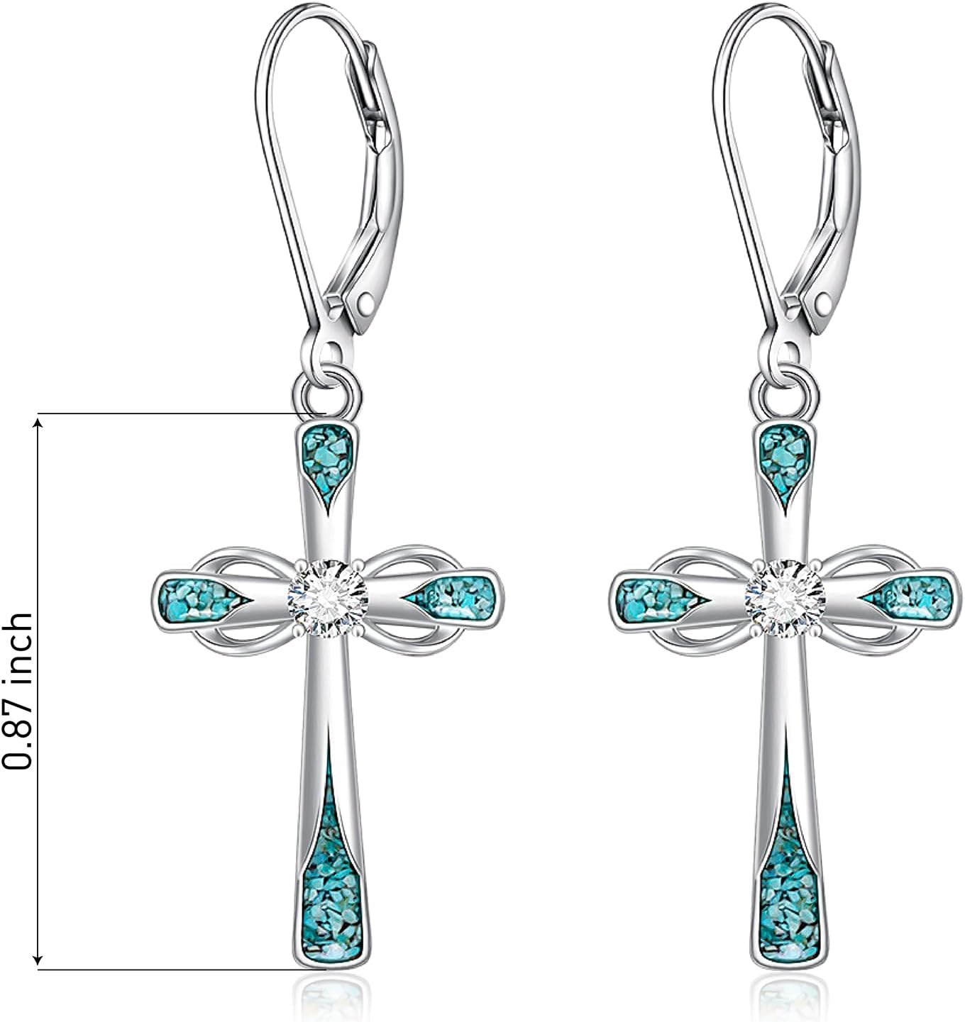 Cross Earrings for Women Dangle Sterling Silver Cross Earrings Turquoise Infinity Hanging Jewelry for Women Christmas Birthday Gifts - Image 9
